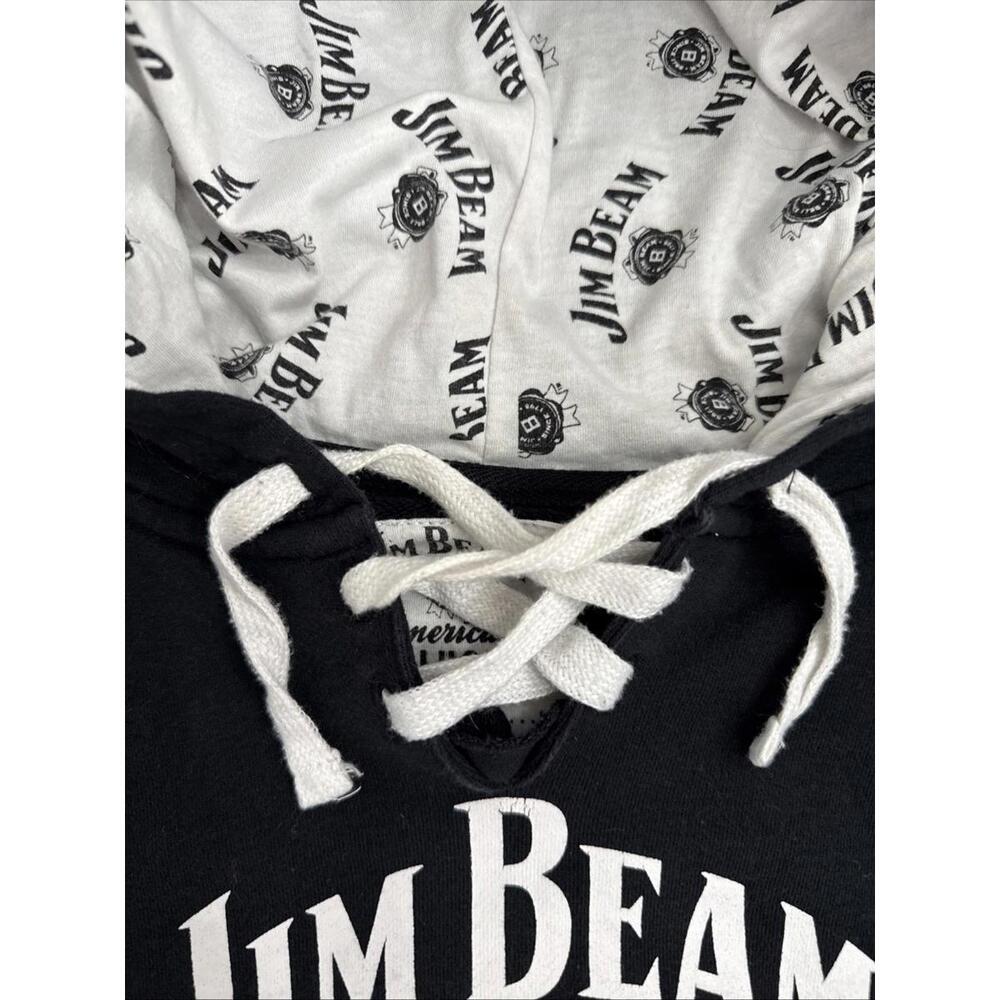Jim Beam Sweatshirt Womens XL Black Hoodie Laces Whiskey  Rocket Metal Biker - Picture 3 of 10